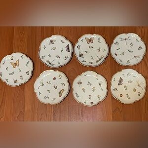 Scalloped Canape Plate - I. Godinger & Co. Gold-Trimmed Insect and Floral Plate